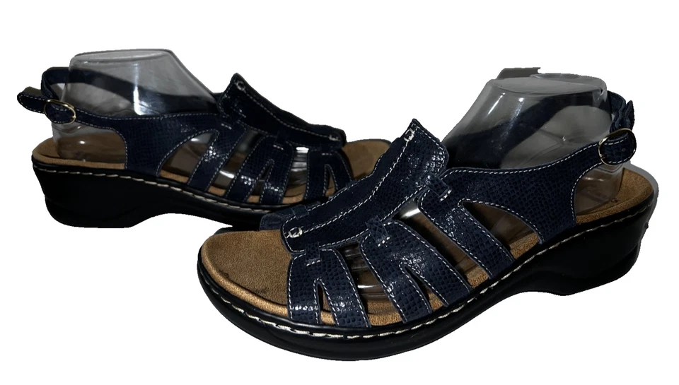 Sandalias suaves Clarks para mujer talla 12M azul serpiente con cordones Lexi caléndula cojín Foto 2 de 4