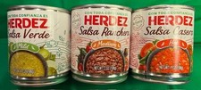 HERDEZ Salsa 3 LEVELS of HEAT, 7oz ea VERDE-Mild, RANCHERA-Medium, CAESAR-Hot