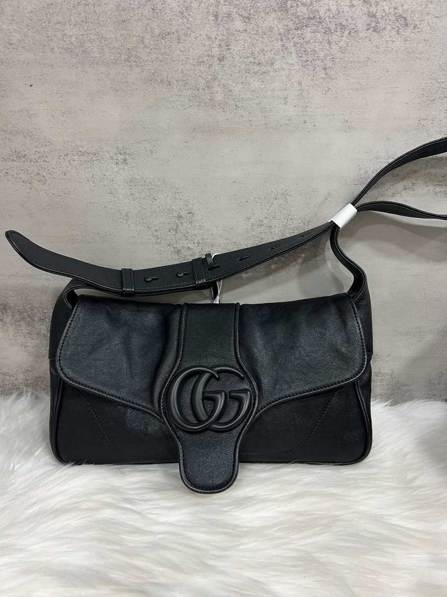 GUCCI Aphrodite Shoulder Bag leather Black Double G Magnetic