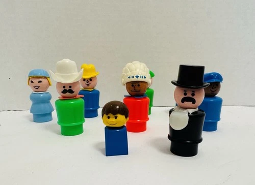 Fisher Price Little People Lot 9 Vintage Indian Chief Cowboy Figures Toy