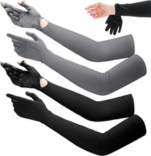 2 Pairs Women UV Long Sun Protect Gloves Touchscreen Arm Sun