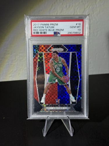 2017-18 Panini Prizm Jayson Tatum #16 RC Rookie Red White Blue Prizm PSA 10