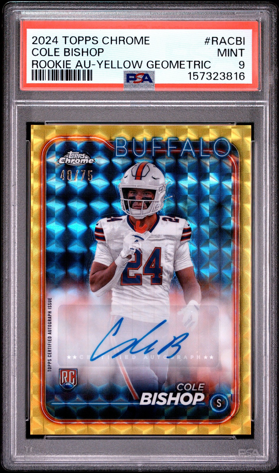 Cole Bishop Topps Chrome Rookie Autographs Variations #RACBI Yellow Geometric