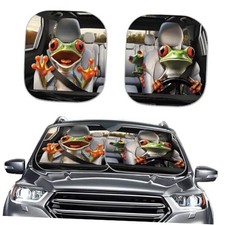 Car Windshield Sunshade Vehicle Front Window Red Eyed Tree Frog Animal Driving