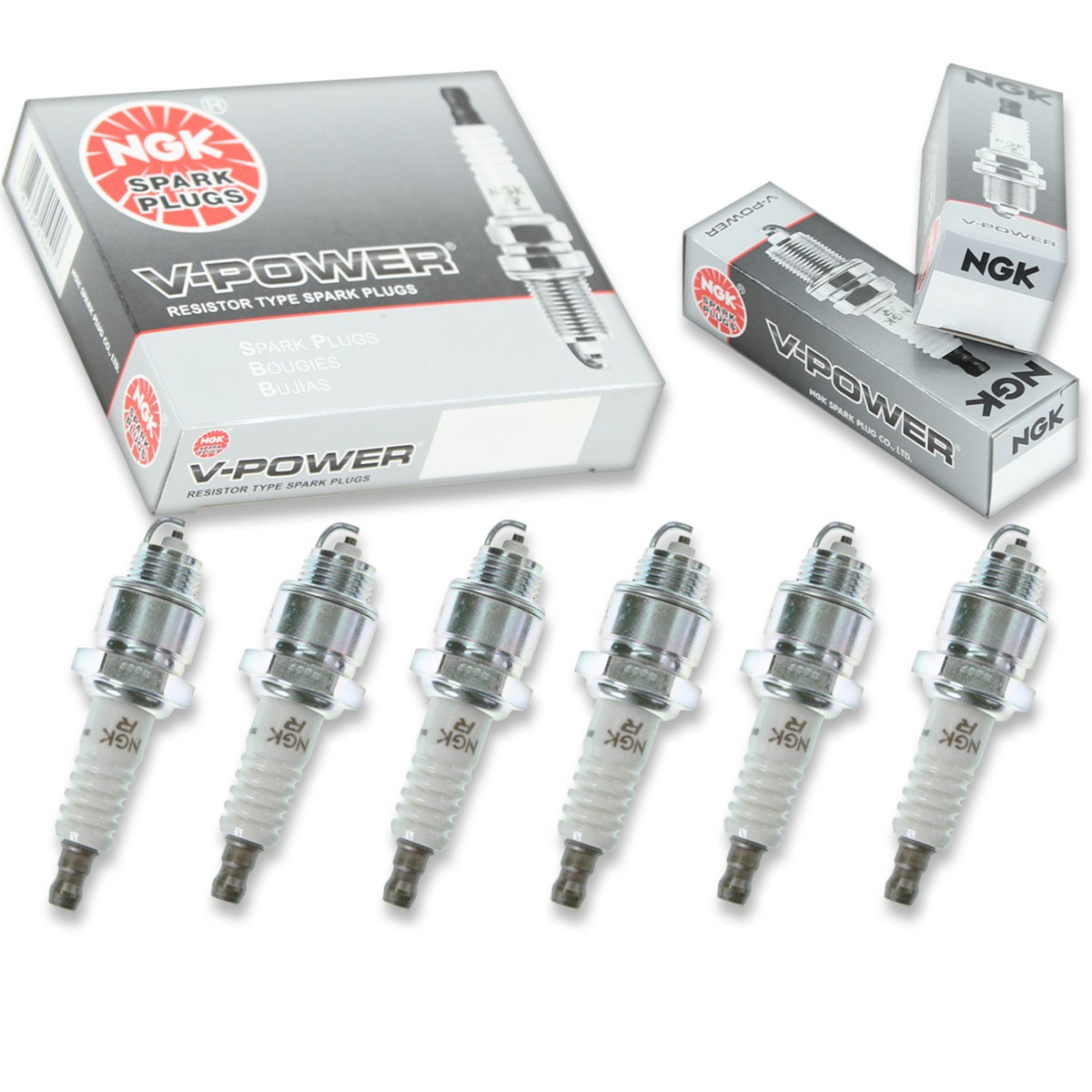 6 pcs NGK V-Power Spark Plugs for 1966 Jeep CJ3 3.7L V6 - Engine Kit Set oi