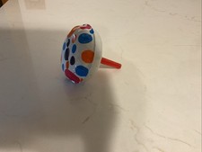 Vintage Tin Toy Rattle Litho Metal  Noisemaker Polka Dot Party Favor New Years