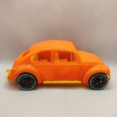 Vintage Amloid Plastic Volkswagon VW Power Bug Toy Car Hong Kong Orange Yellow9''