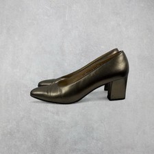 Vintage Salvatore Ferragamo Pewter Metallic Almond Toe Heels