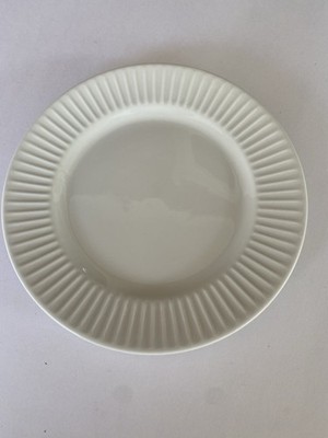 White Ceramic Dessert Bread Salad Plates Dishes  Fluted/Ribbed Edge Set Of 6