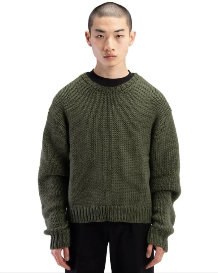 Vuja De Sweater 1 Small Moss Green Wool Low Gauge Knit