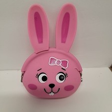 Pink Bunny Change Purse Accessories Coin Purse Snap Closure Silicon Like