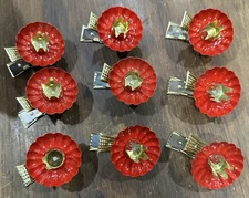 9 Vintage Christmas Tree Red Gold Metal Clip On Candle Holders For 1/2” Candles