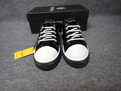 NEW Valentino Primula Patent Two Tone Sneaker Black Women's Size 7