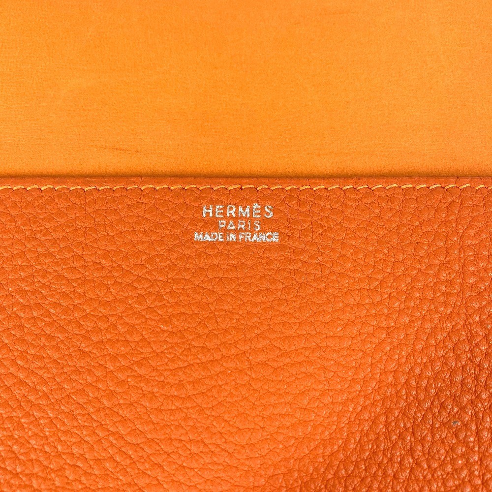 HERMES Dogon Meeting Bag Pouch Document Bag Clutch bag Taurillon Clemence Orange — image 11