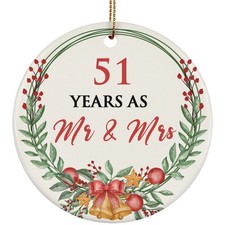 51 Years As Mr And Mrs 51th Weeding Anniversary Ornament Christmas Gifts Decor