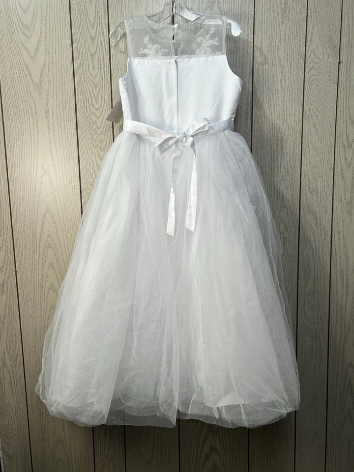Vestido US Angels Niña Talla 10 Blanco Satén/Tul Cuentas 1ª Comunión Flor Niña  Foto 3 de 4