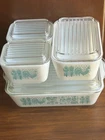 Vintage PYREX Amish Butterprint 8 Pc Refrigerator Ovenware Set 501 502 503 Teal