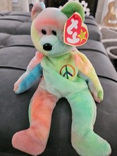Peace Bear 1996 Multicolor Ty Beanie Baby Rare Retired Original Mint Condition