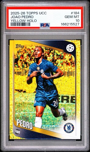 2025-26 Topps Uefa Club Competitions Joao Pedro #184 Yellow Inferno /299 PSA 10