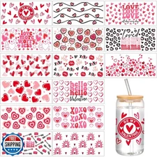 Jetec 15 Sheets Valentine‘s Day UV Dtf Cup Wrap Transfer Sticker 