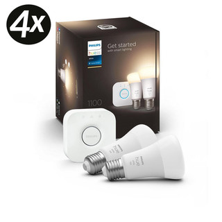 4x PHILIPS HUE White LED Starter Set E27 1050lm 2x A60 Bridge Bluetooth 2700 K
