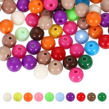 100pcs Random Dark Color Acrylic Round Beads 10mm Plastic Resin Loose Bead