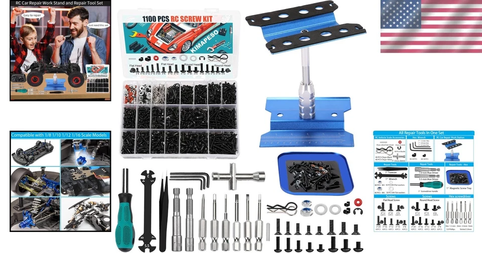 Premium RC Car Repair Set: Work Station, 1100 Screws, Tools for Multi-Brand Use - Image 2 of 4
