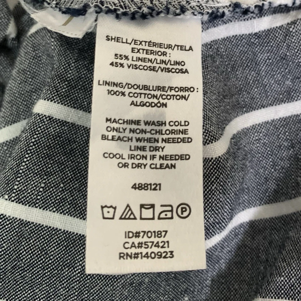 Mono Ann Taylor Loft para mujer talla 4 mezcla de lino gris a rayas ancho corto cremallera Foto 4 de 4