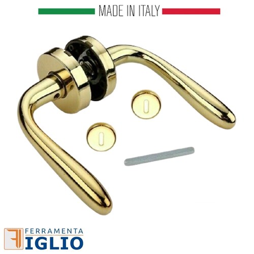 Maniglia Coppia Maniglie per Porte Interne in METALLO Serie Amalfi Cromo Sat Oro - Foto 8 di 9