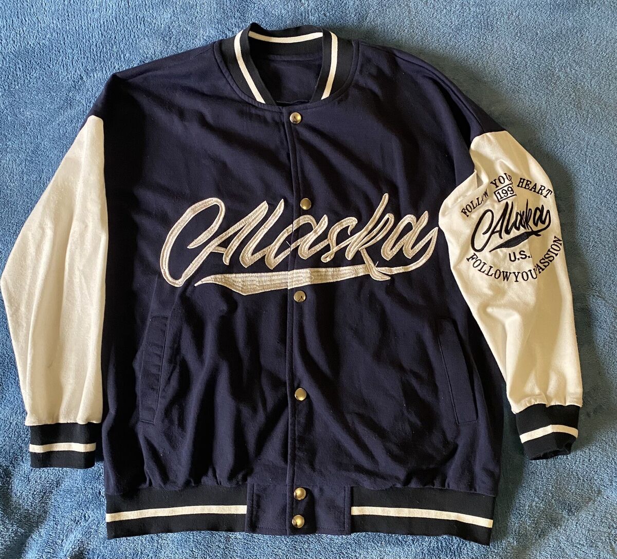 Romwe Alaska 1997 Follow Your Heart Varsity Jacket Women's Romwe Alaska 1997 Follow Your Heart Varsity Jacket Women's