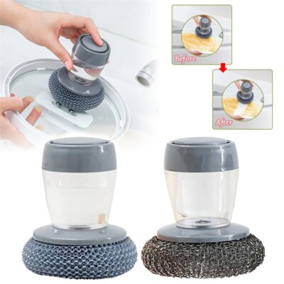 Kitchen Soap Dispensing Palm Brush Cleaner Push-type Brush Kitchen Detergent Too