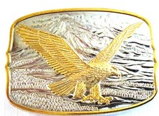 Awesome 3.5" Pewter Brass Two-Tone Eagle Belt Buckle 11562