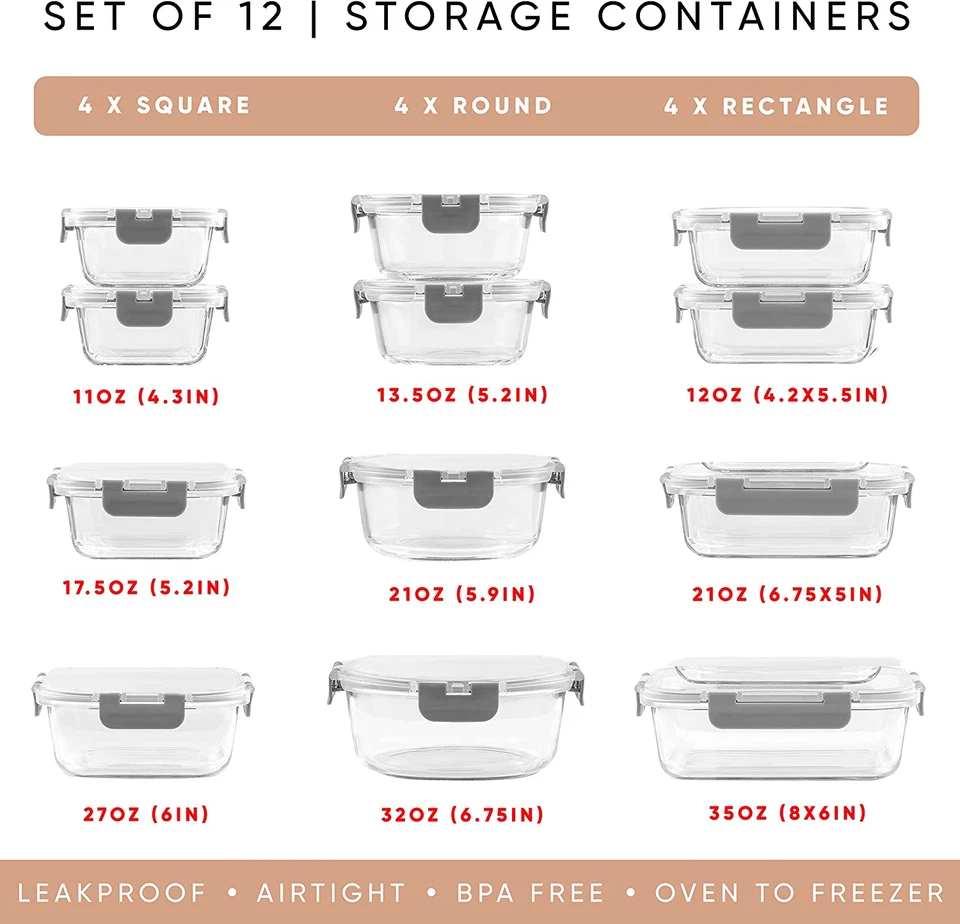 Recipientes de almacenamiento de vidrio de borosilicato de 24 piezas con tapas. - Image 2 of 4