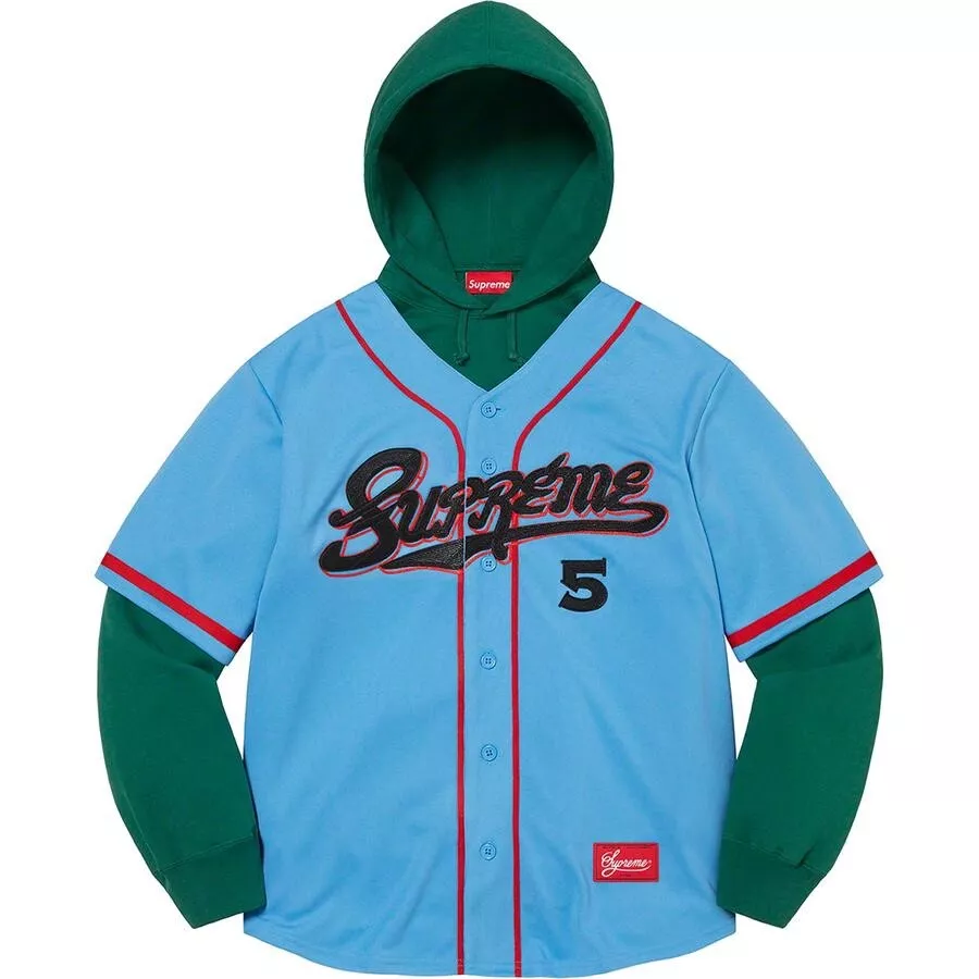 *Neuf* Sweat à capuche Supreme Baseball Jersey taille M vert/bleu