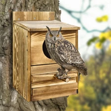 Owl House-Wooden Owl Box Owl Houses for Outdoors Suitable for Barn Owl Nesting