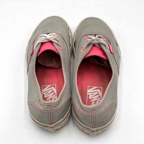 Vans Off The Wall Womens Size 7.5 Low Top Lace Up Shoes Sneakers Gray Hot Pink - Picture 4 of 16