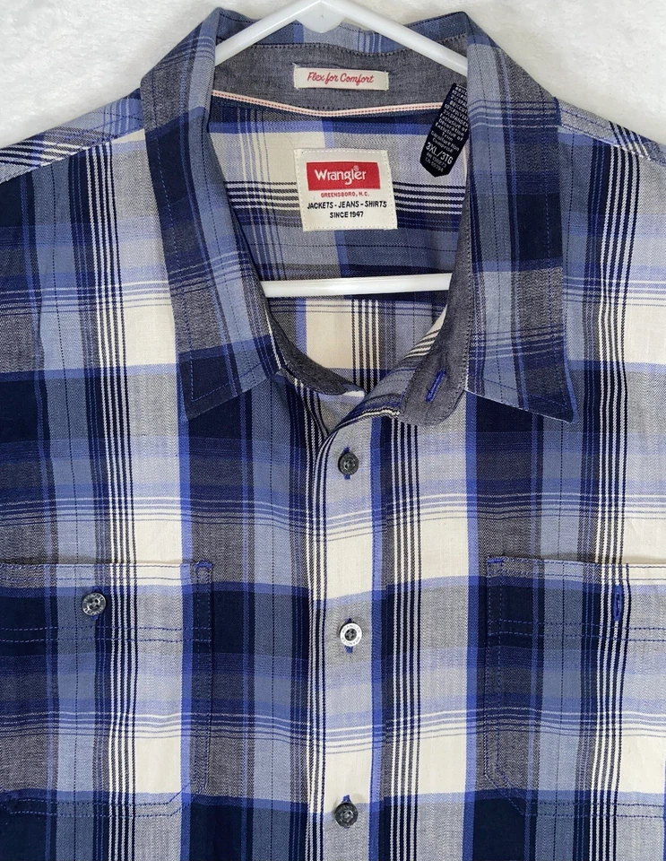 Wrangler Men’s Western Shirt Size 3X Plaid Long Sleeve Trucker Pocket Farm - Image 2 of 4