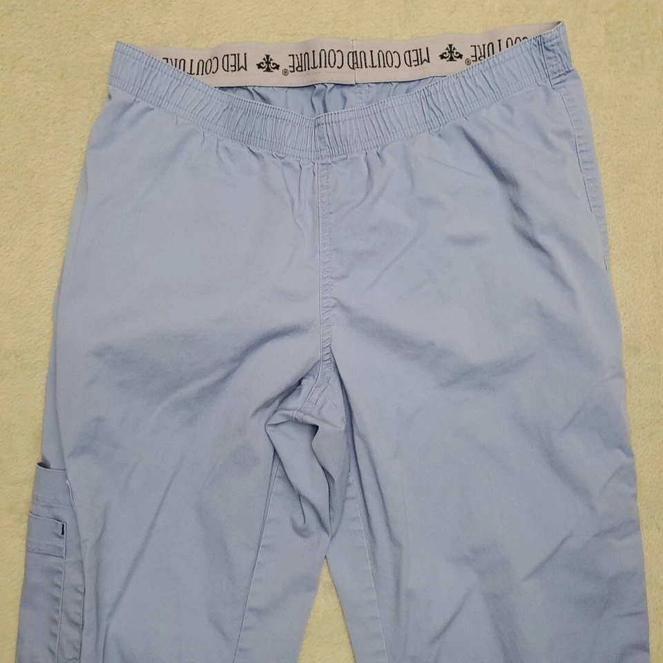 Pantalones Médicos Med Couture Adultos Pequeños Azul Med Tech CNA Vida Asistida Carga Foto 2 de 4