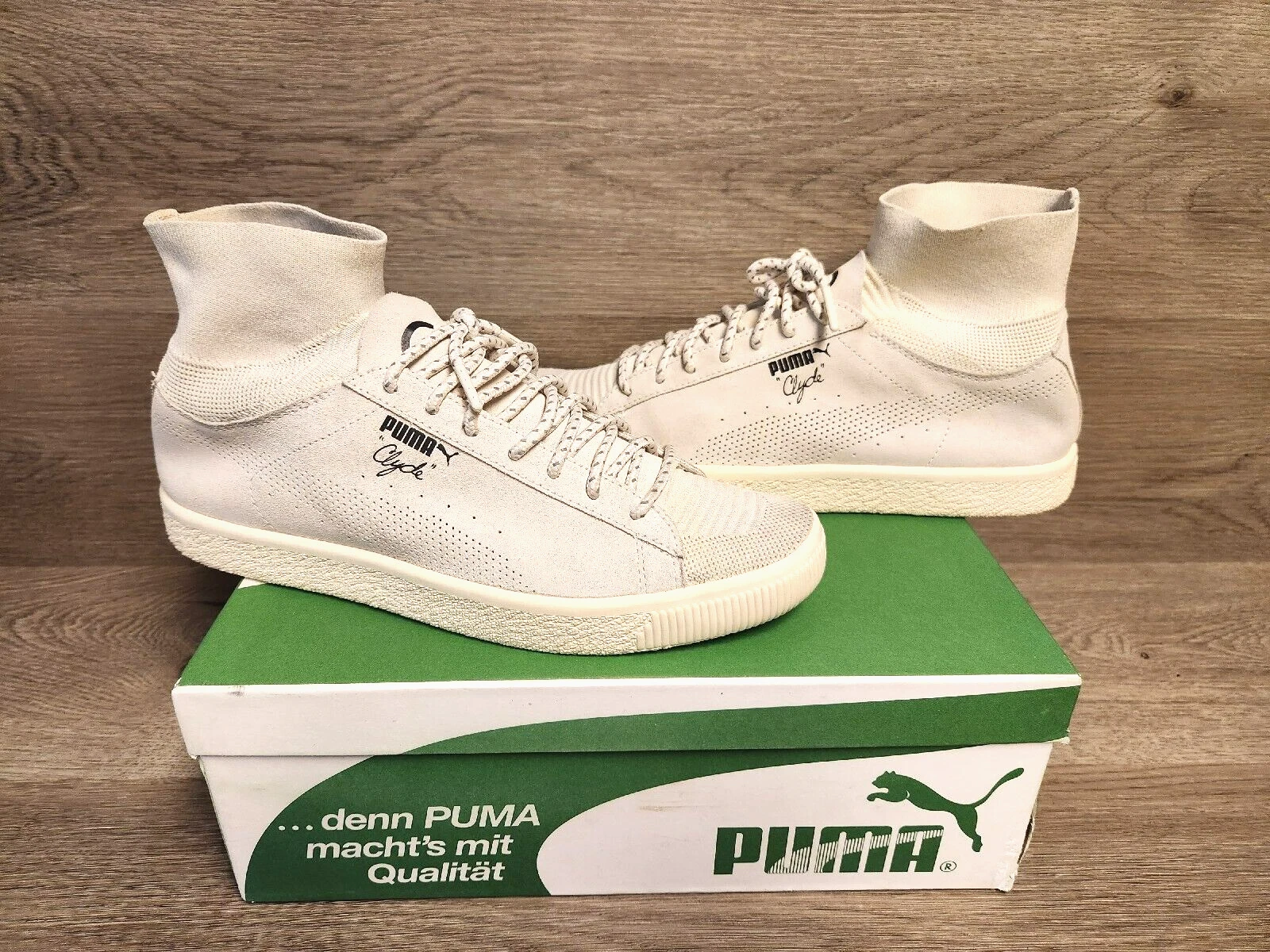 Taglia 9 5 Calzino Puma Clyde x nero arcobaleno 2017 edizione limitata crema UK 8 5
