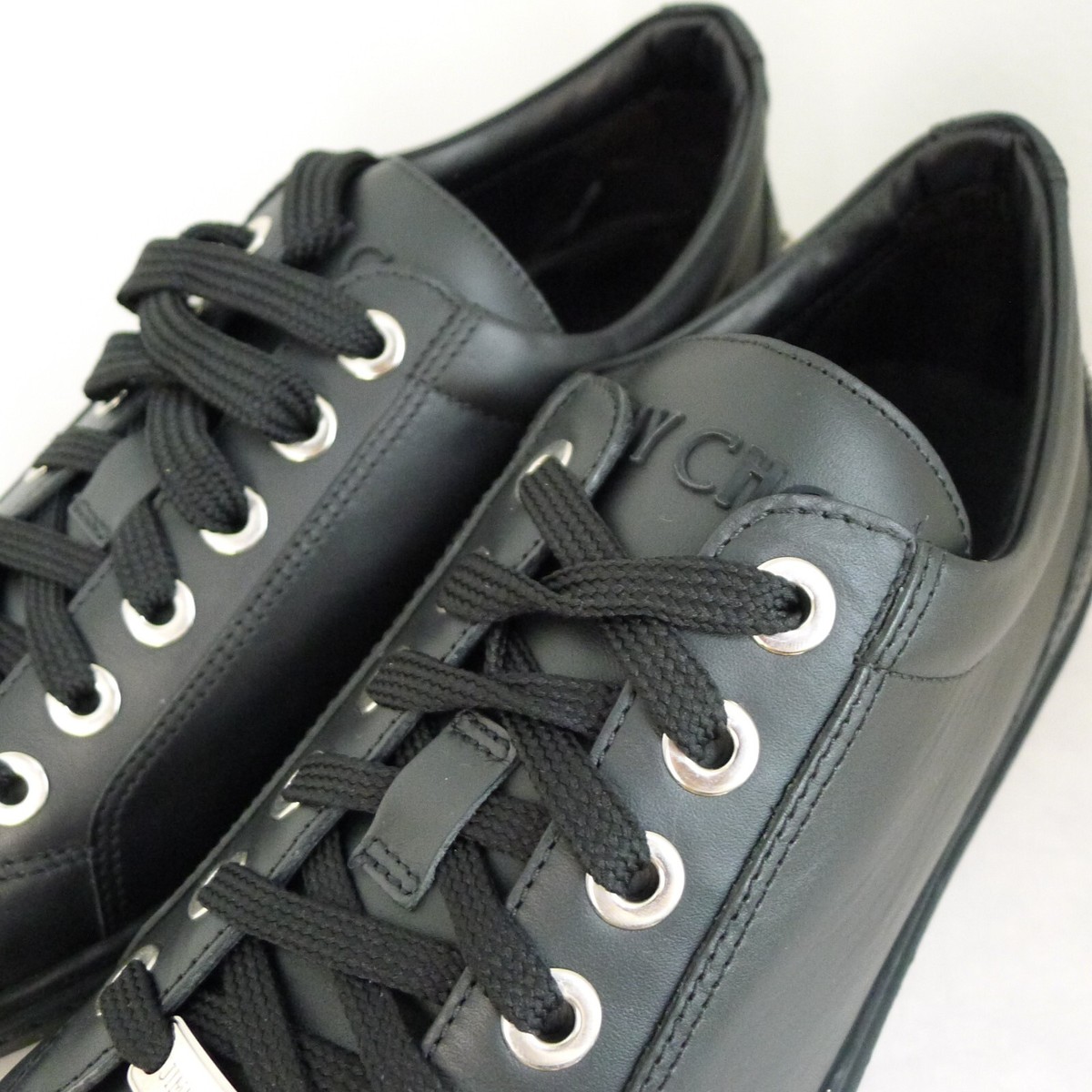 JIMMY CHOO london イタリア製 Jimmy Choo London Cash Black Leather Star Stud Sneakers New