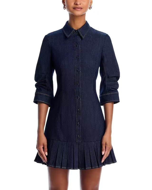 denim collar mini dress Plus Size Bossy Collar Denim Mini Dress-Denim 3X / Denim at Curvy Sense