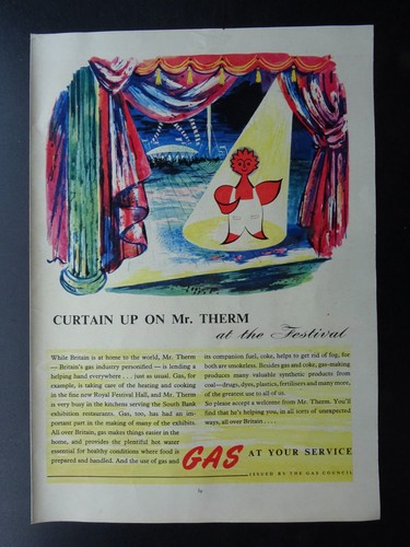 Reklame Illustration MR THERM - BRITISH GAS INDUSTRY um 1951 - Bild 2 von 2
