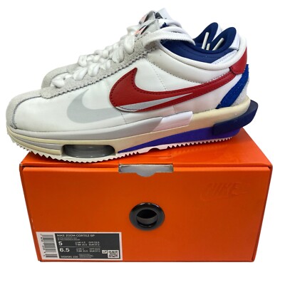 Sacai × Nike Zoom Cortez White University Red Blue Light Cream DQ0581-100 Size 5