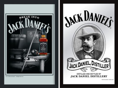 Set: 2 Spiegelbilder Jack Daniel's Whisky Flasche Billard 20x30 cm Wandbilder