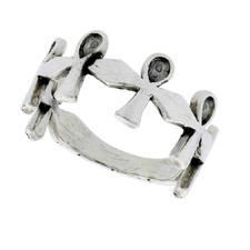 Sterling Silver Egyptian Ankh Cross Link Ring