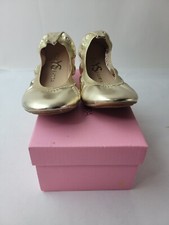 YOSI SAMRA Toddler Girls Ballerina Gold Flat Close Toe Size 12C.