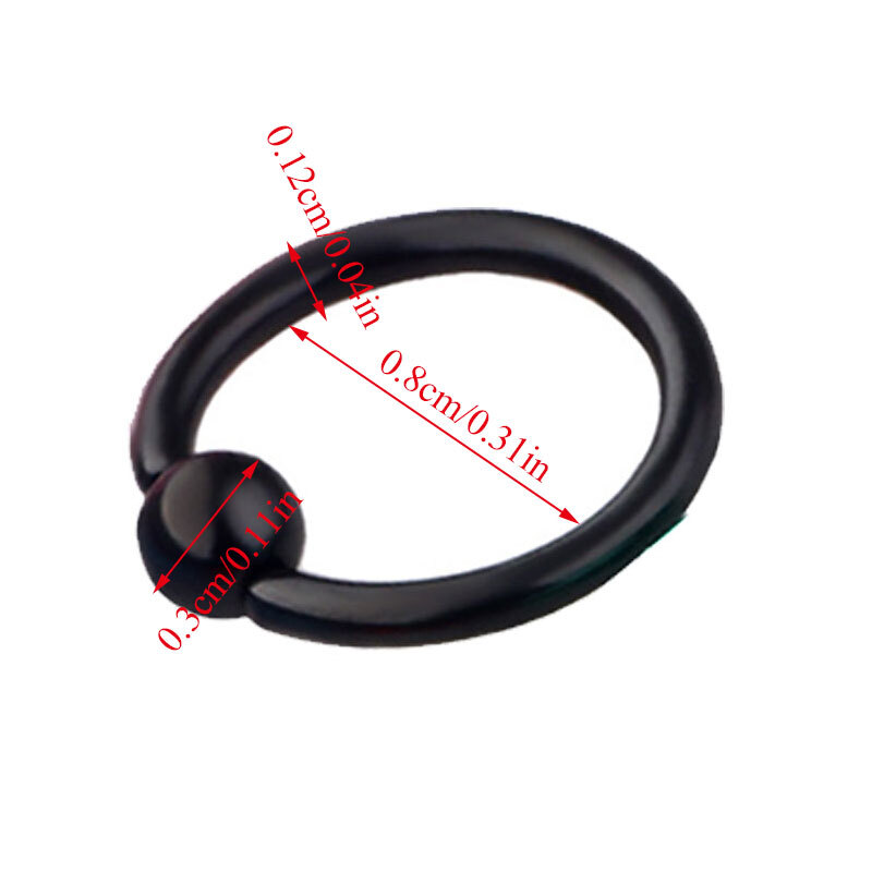 5 Orecchini A Cerchio In Acciaio Rosa Nero Con Perline Da 16 G, 6 Mm, 8 Mm, 10 Mm, 3 Mm, Colore: 5 Pezzi Da 8 Mm Di Diametro., Cod. CBR SLRGDGDRWBL 1.2xB3 P5 8M - Foto 2