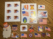Made in America First Patriotic Stamp Label Lot American Flag USA Uncle Sam
