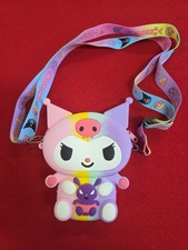 rainbow-colored Kuromi silicone crossbody bag features a distinctive skull...