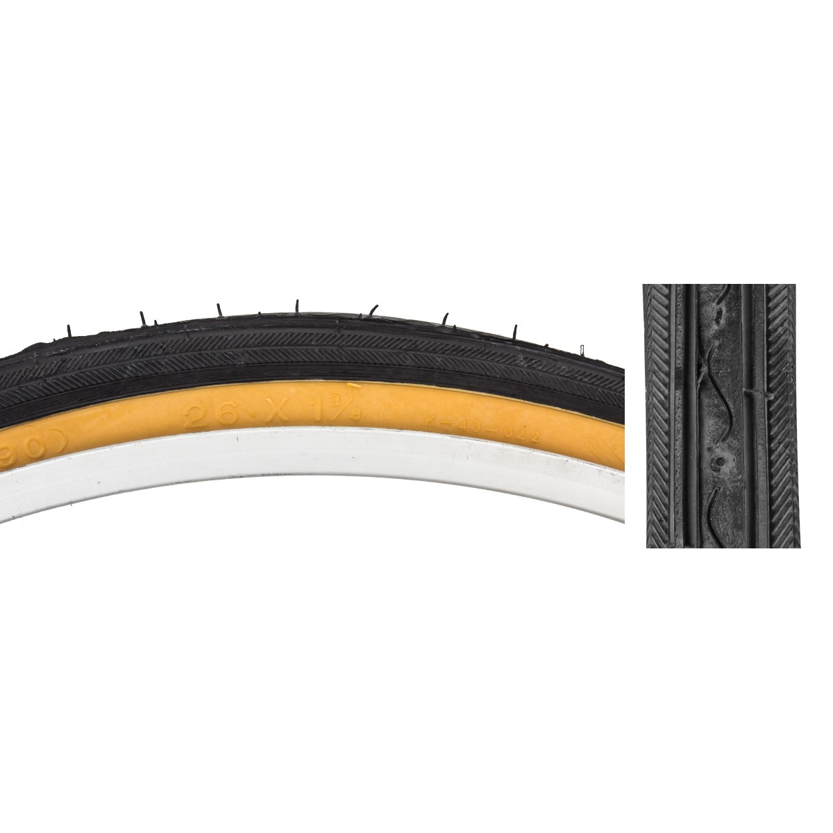 Sunlite 26x1-38 Wire Road Tire with Raised Center Low Rolling Resistance 6090₽